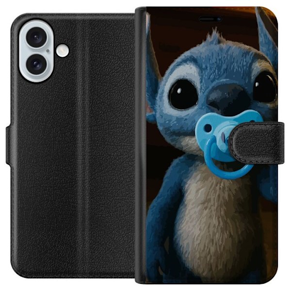 Apple iPhone 16 Plus Plånboksfodral Stitch & Napp – babytema med söt karaktär