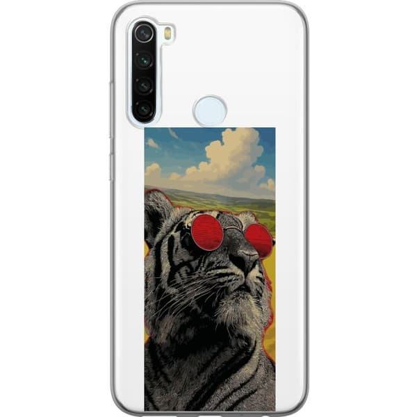 Kompatibelt Mobildeksel til Xiaomi Redmi Note 8 Cool tiger med røde solbriller i popkunststil grå
