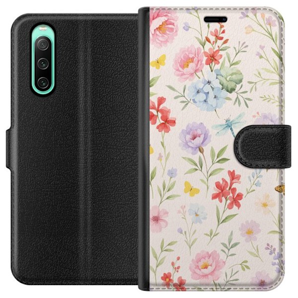 Sony Xperia 10 IV Tegnebogsetui Blomster