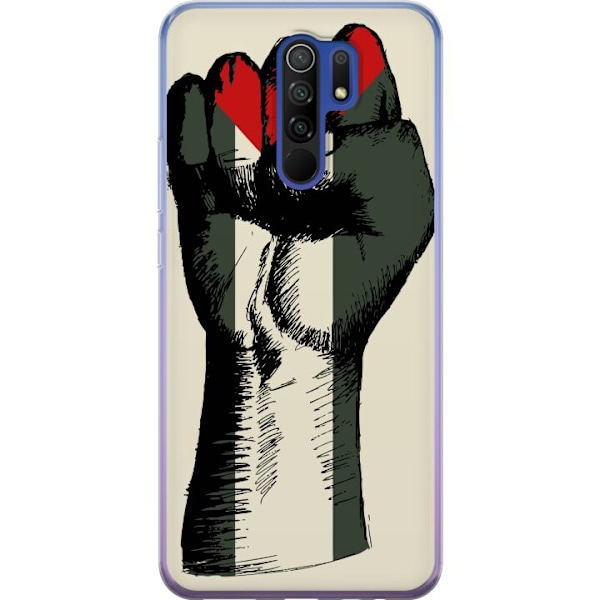 Xiaomi Redmi 9 Läpinäkyvä kuori Käsi sidottu Palestinan väreihin - voimakas symboli vapausliikkeelle