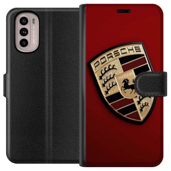 Motorola Moto G41 Tegnebogsetui Mobil etui med stilfuld Porce-logo i sort og hvid