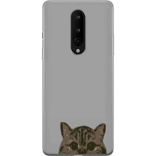 OnePlus 8 Genomskinligt Skal Grå Kattblick – stilren kattdesign med grå bakgrund