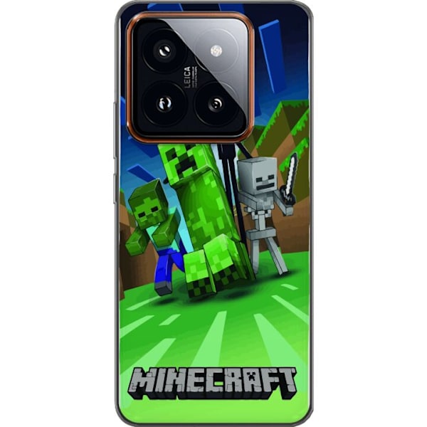 Xiaomi 14 Pro Gennemsigtig cover Minecraft Creeper mobilskal i klassisk grön pixelstil
