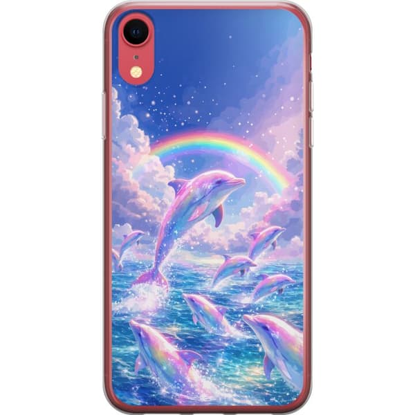 Kompatibelt Mobildeksel til Apple iPhone XR Glittrande regnbågsdelfiner flerfarget