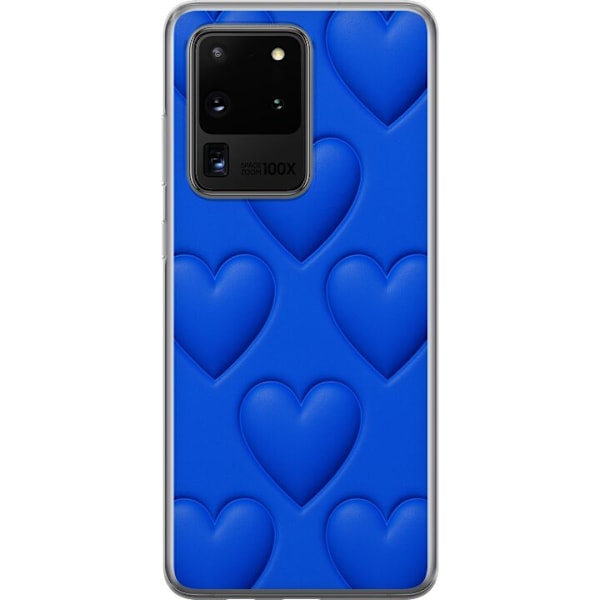 Samsung Galaxy S20 Ultra Gennemsigtig cover Blå Hjerter