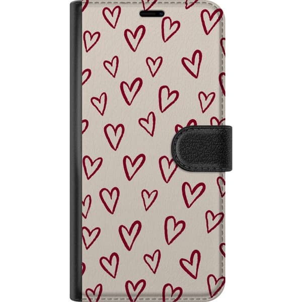 Kompatibel Tegnebogsetui til Google Pixel 10 Pro Beigerøde hjerter beige