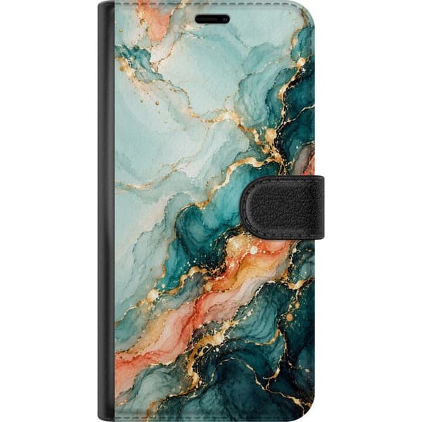 Kompatibelt Lommeboketui til Apple iPhone 5s Korallmarmor turkis