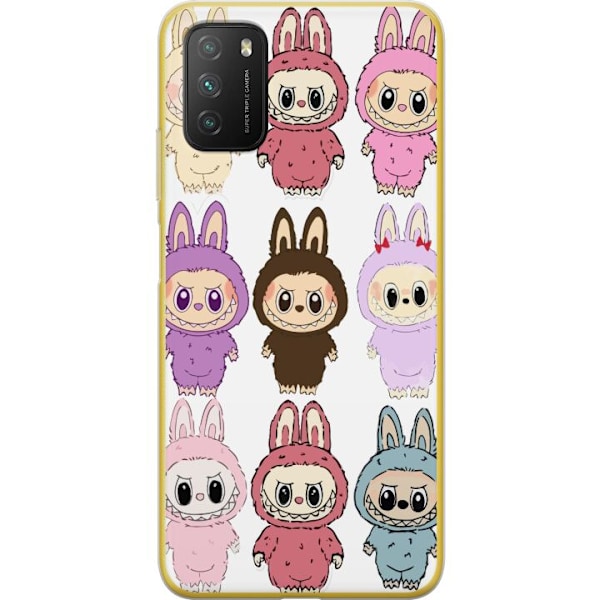 Xiaomi Poco M3  Genomskinligt Skal Labubu Pink Monster – Popkonst med Kawaii-touch