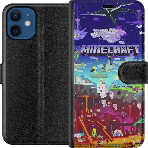 Kompatibel Tegnebogsetui til Apple iPhone 12 MineCraft