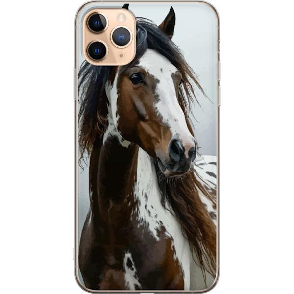 Apple iPhone 11 Pro Max Genomskinligt Skal Häst Djurmotiv Grafisk Design Natur Kraftfullt Motiv Populär Väggkonst Djurtema Ridning