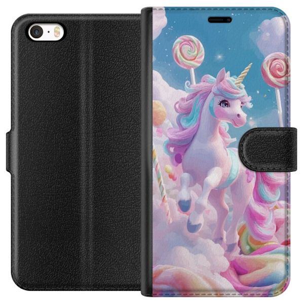 Apple iPhone 5 Tegnebogsetui Enhjørning Candy Pastel Kawaii Motiv Sød Populær Farve Grafisk Trend Børne Motiv Fantasy Art