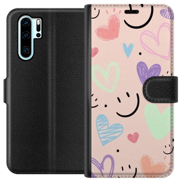 Kompatibelt Lommeboketui til Huawei P30 Pro Glatt mønster