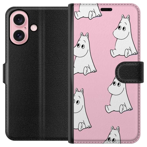 Kompatibelt Plånboksfodral till Apple iPhone 16 Figurmönster rosa