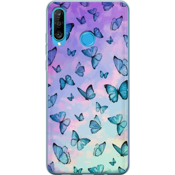 Huawei P30 lite Läpinäkyvä kuori Perhoset