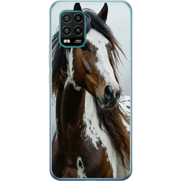 Xiaomi Mi 10 Lite 5G Gennemsigtig cover Hest Dyrsmotiv Grafisk Design Natur Kraftfuldt Motiv Populært Vægkunst Dyretema Ridning