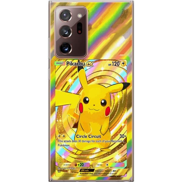 Kompatibelt Mobildeksel til Samsung Galaxy Note20 Ultra Gullig Pikachu EX samlebilde med regnbueeffekter gull