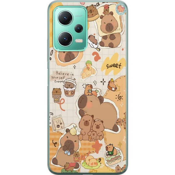 Xiaomi Redmi Note 12 Läpinäkyvä kuori Kawaii capybara mobilskal med gulliga djurmotiv
