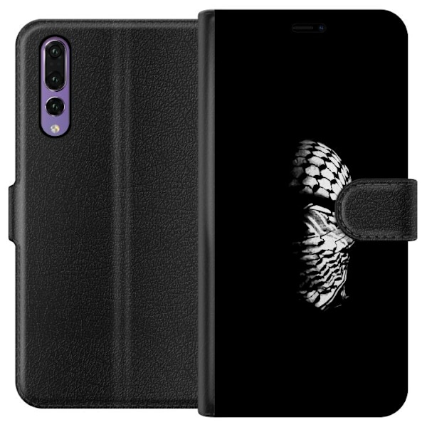 Huawei P20 Pro Tegnebogsetui Keffiyeh-mønster - klassisk sort-hvid palæstinensisk tørklæde med kulturel betydning