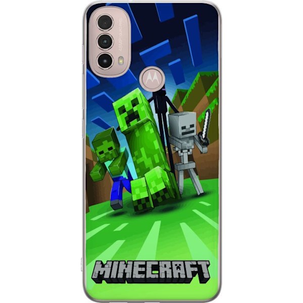 Motorola Moto E40 Genomskinligt Skal Minecraft Creeper mobilskal i klassisk grön pixelstil