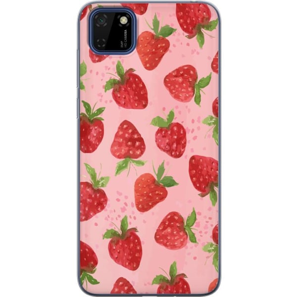 Huawei Y5p Genomskinligt Skal Strawberry Dreams – jordgubbsmönster i retrostil