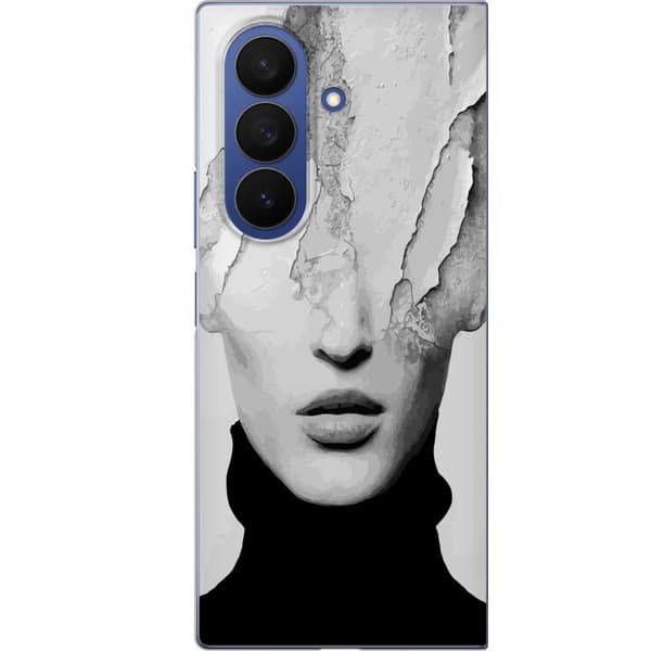 Kompatibelt Mobildeksel til Samsung Galaxy Z Fold7 Abstrakt ansikte i svartvitt grå