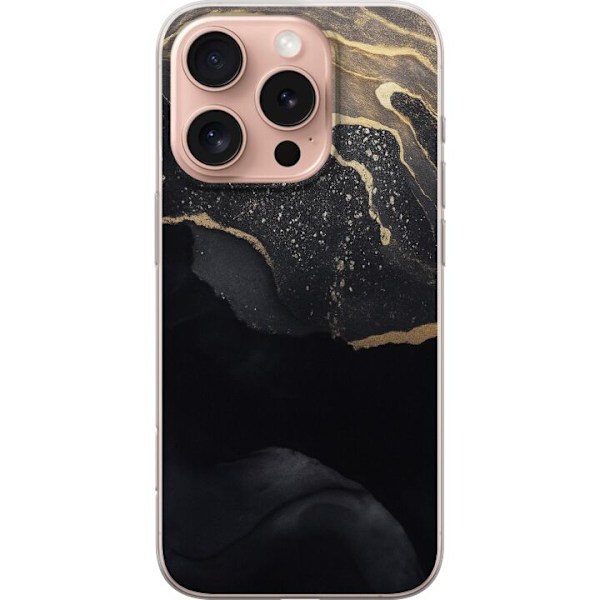 Apple iPhone 16 Pro Läpinäkyvä kuori Musta kulta abstrakti