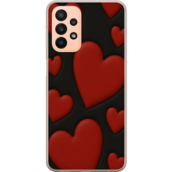 Samsung Galaxy A23 5G Gennemsigtig cover Rød Fløjlshjerter