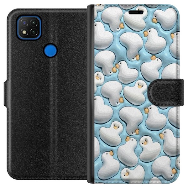 Xiaomi Redmi 9C Tegnebogsetui Boblende Ænder Blå