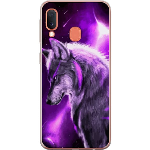 Samsung Galaxy A20e Genomskinligt Skal Lila Varg