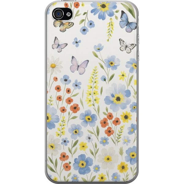 Apple iPhone 4 Läpinäkyvä kuori Kesäkukat