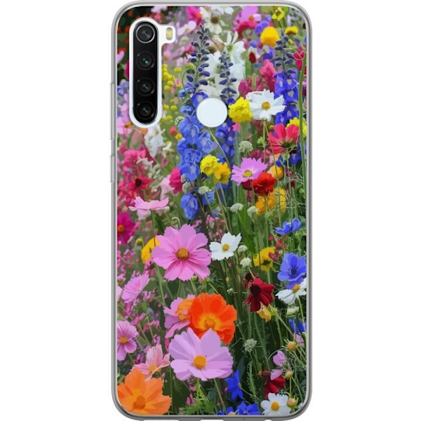 Xiaomi Redmi Note 8 Läpinäkyvä kuori Kukkakuvioinen mobiilikuori kesäisellä niityllä ja luontomaisemalla