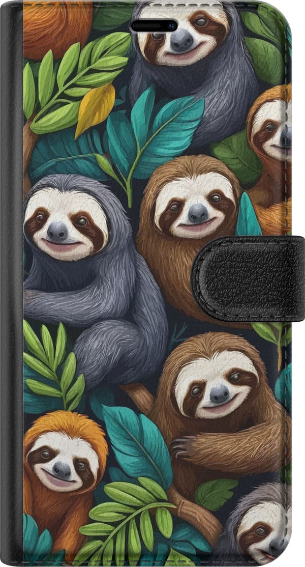 Kompatibel Tegnebogsetui til OnePlus 8 Pro Sengångarstil - afslappet motiv med sød dovendyr