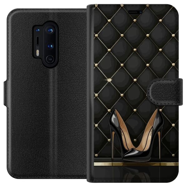 Kompatibel Tegnebogsetui til OnePlus 8 Pro Sorte højhælede sko i elegant stil