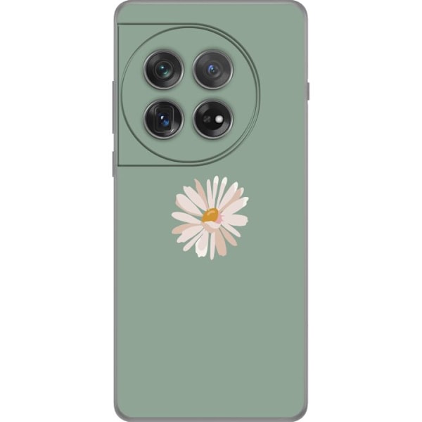 OnePlus 12 Gjennomsiktig deksel Grønn Minimalblomst - stilren