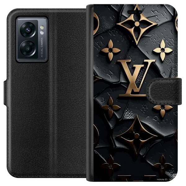 OnePlus Nord N300 Plånboksfodral Louis Vuitton Dark Mode Design Svart Lyx Stil Fashion Populärt Grafiskt Mönster Modeikon Lyxmärke