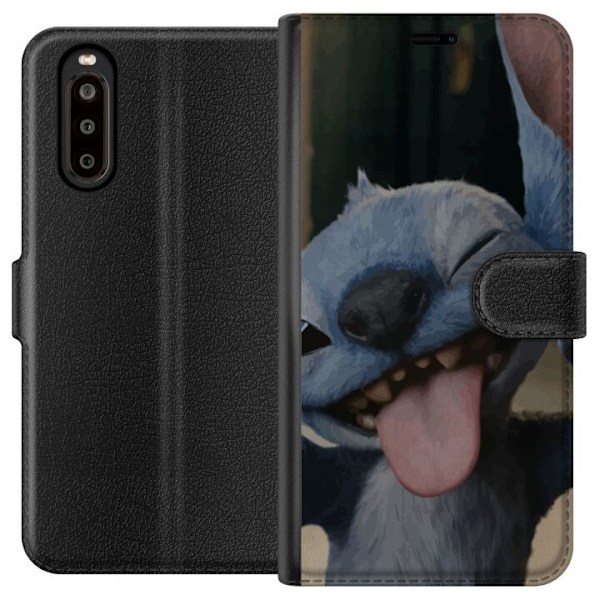 Sony Xperia 10 II Lompakkokotelo Stitch Söpö Alien - Sininen