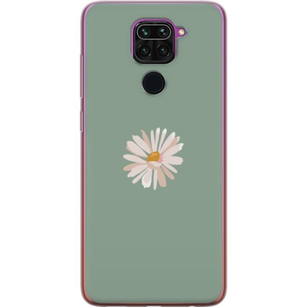 Xiaomi Redmi Note 9 Genomskinligt Skal Grön Minimalblomma – stilren blomma på grön bakgrund
