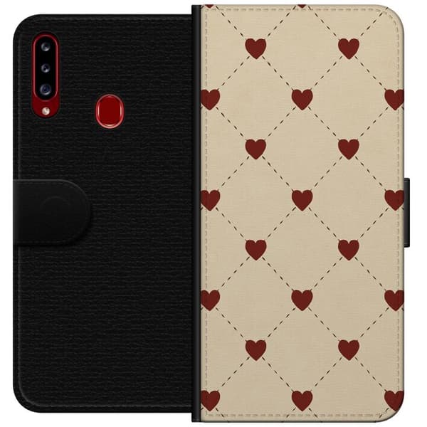 Kompatibelt Plånboksfodral till Samsung Galaxy A20s Heart Grid