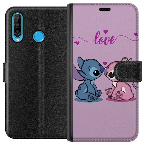 Huawei P30 lite Tegnebogsetui Lilo & Stitch – Angel Edition
