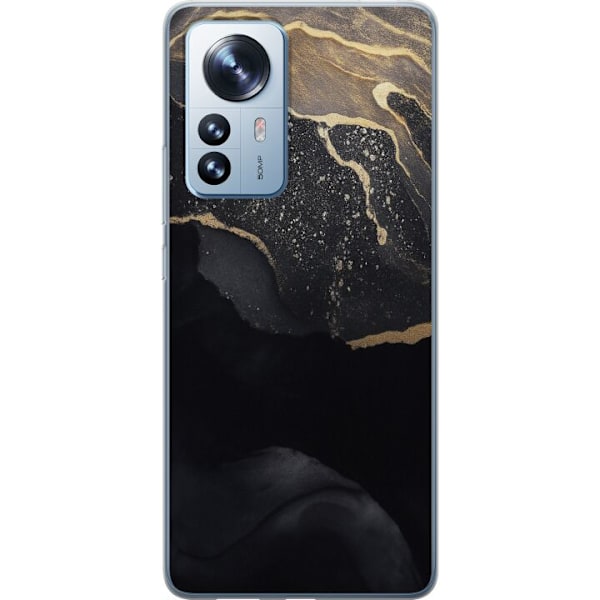 Xiaomi 12 Pro Läpinäkyvä kuori Musta kulta abstrakti