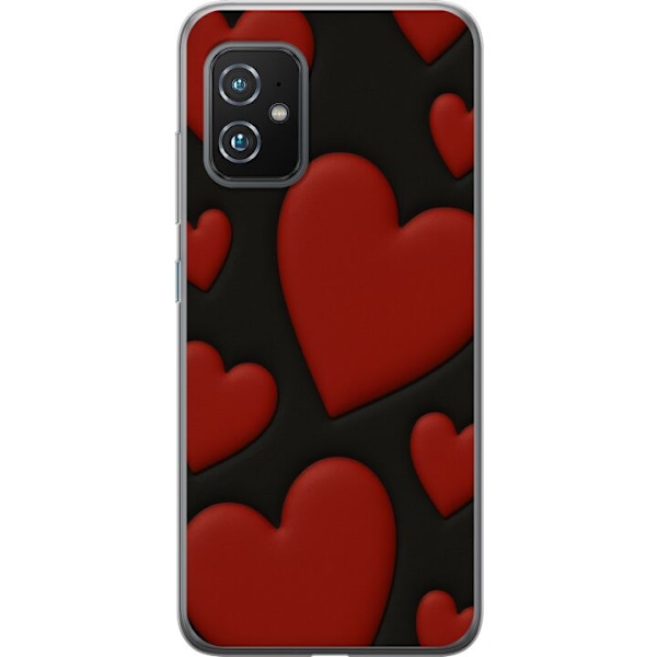Asus Zenfone 8 Läpinäkyvä kuori Punaiset Samettisydämet