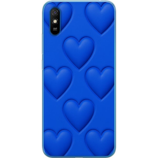 Xiaomi Redmi 9A Gjennomsiktig deksel Blå Hjerter