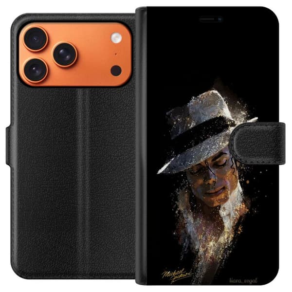 Kompatibel Tegnebogsetui til Apple iPhone 17 Pro Max Kunstnerisk portræt af mand med hvid hat og glitrende detaljer sort