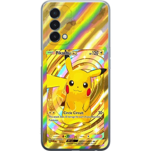 Kompatibelt Mobildeksel til OnePlus Nord N200 5G Gullig Pikachu EX samlebilde med regnbueeffekter gull