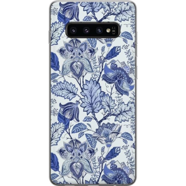 Samsung Galaxy S10 Genomskinligt Skal Blommor Blå...