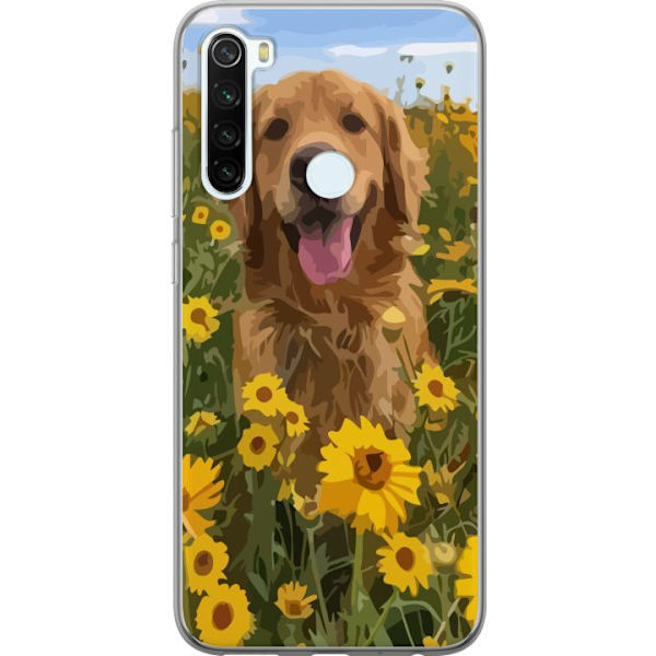 Xiaomi Redmi Note 8 Läpinäkyvä kuori Kultainennoutaja Auringonkukkapelto Koiramotiivi Luonto Kesä Suunnittelu Suosittu Koirarotu Perheen suosikki