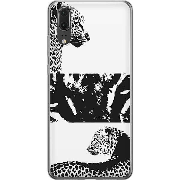 Huawei P20 Läpinäkyvä kuori Leopard Faces