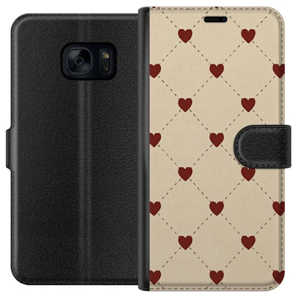 Samsung Galaxy S7 Plånboksfodral Heart Grid