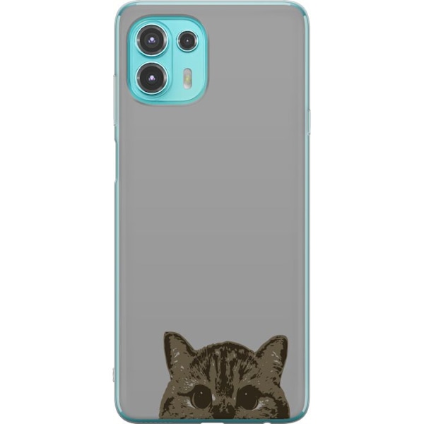 Motorola Edge 20 Lite Gennemsigtig cover Grå Katteblik - stilfuld kat design med grå baggrund