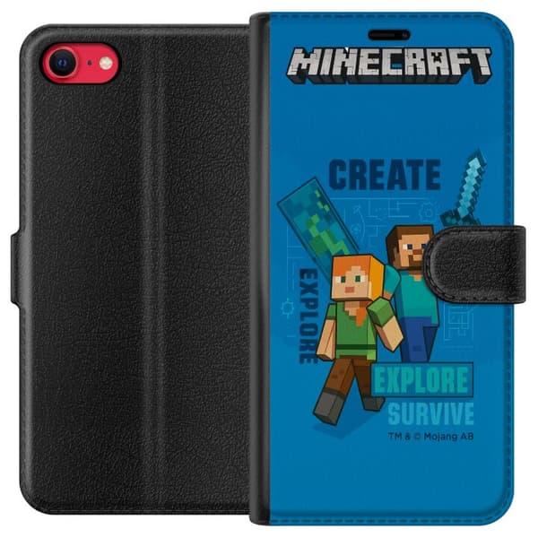Kompatibel Tegnebogsetui til Apple iPhone 8 Minecraft Huler